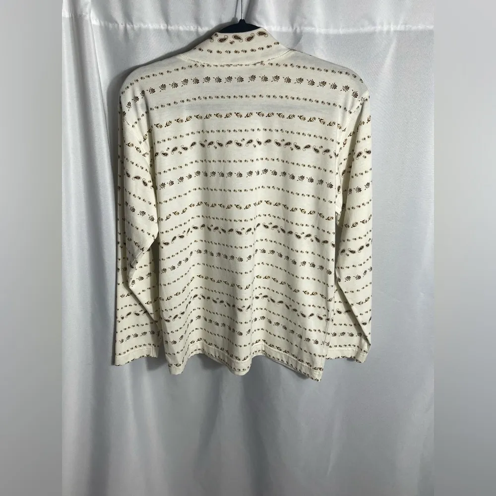 The Villager Petite Mock Neck Top Size M Retro Paisley Stripe Print Long-sleeve - Image 2