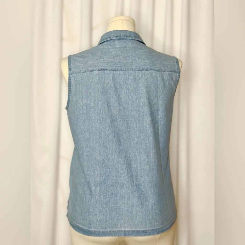 Cabin Creek Embroidered Denim Sleeveless Shirt (909) - Image 2