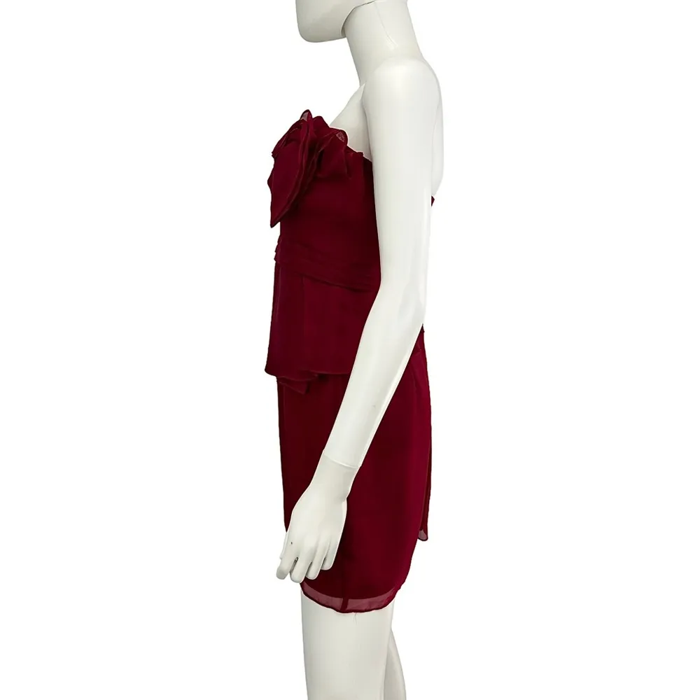 A.B.S. 100% Silk Red Strapless Cocktail Dress, NWT Size 6 - Image 2