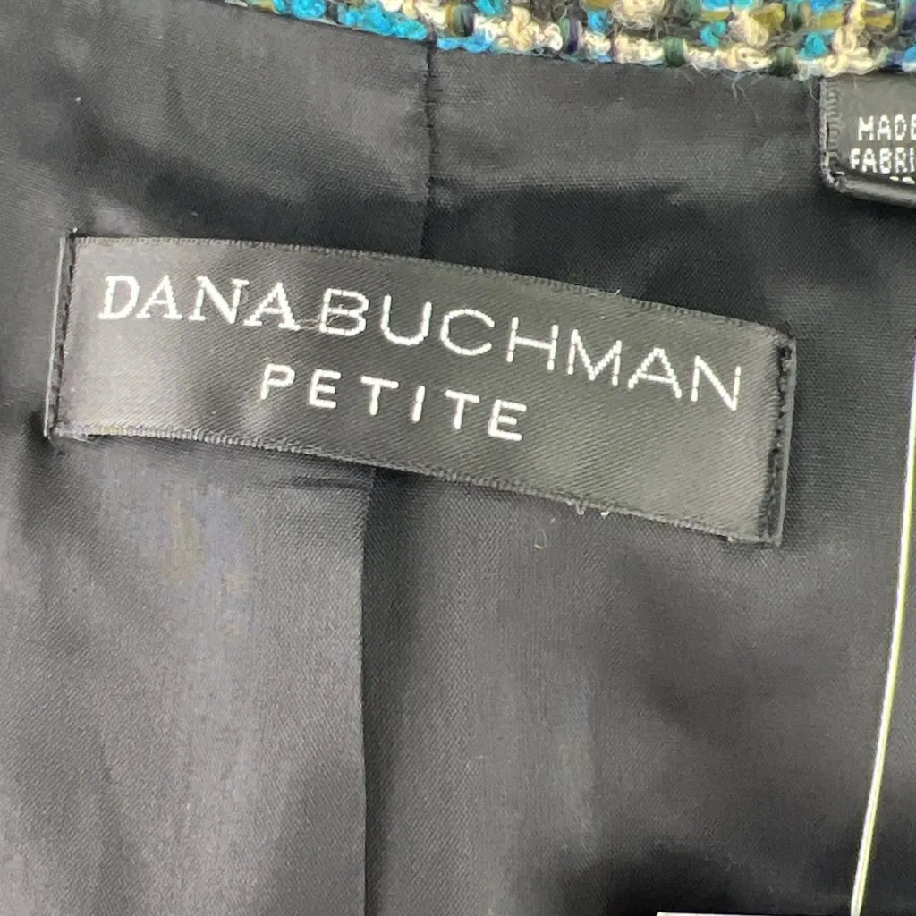 Dana Buchman Size 14P Boucle Tweed Blazer Teal Black Tweed Petite Wool Blend - Image 11