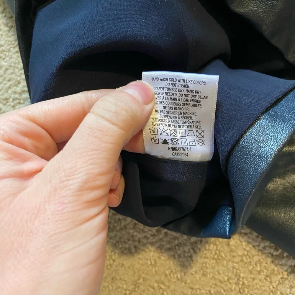 NWT Eva Franco Twofer halter dress lace vegan leather Blue Size 2 - Image 7