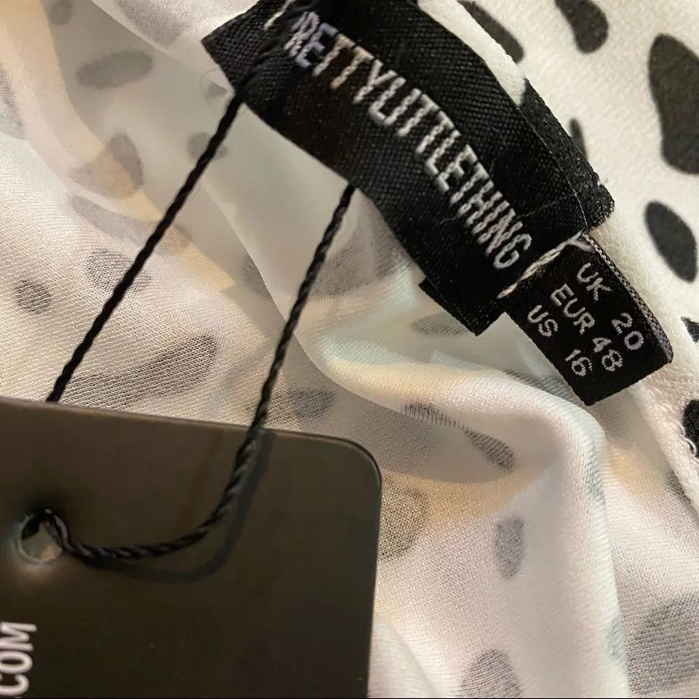 Pretty Little Thing Dalmatian Cold Shoulder Top Size 16 NWT - Image 12