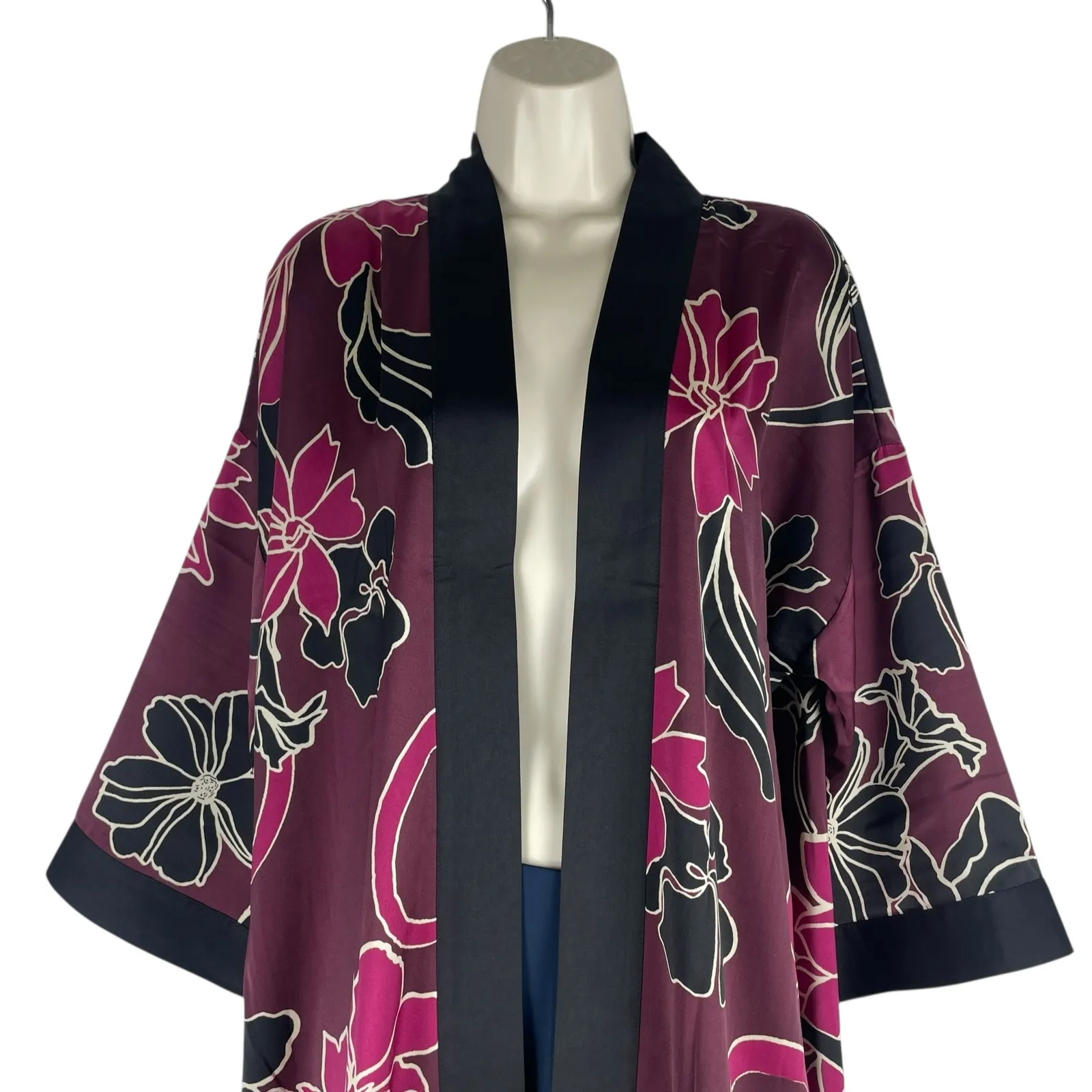 Chico's Travelers Floral Printed Kimono Jacket Deep Chianti Size L/XL - Image 5