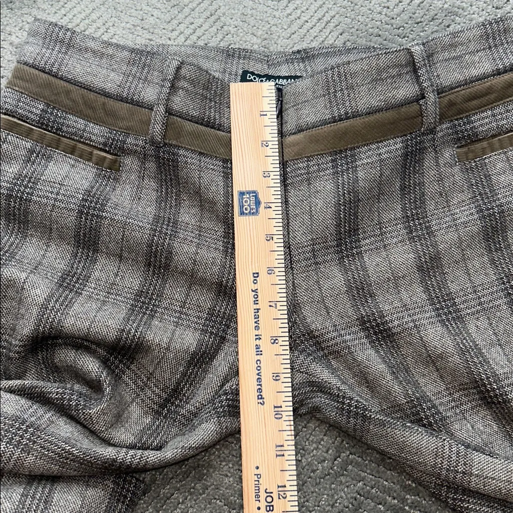 Dolce & Gabbana Plaid Tailored Pants Brown Gray Straight Leg Women Italy - Image 9