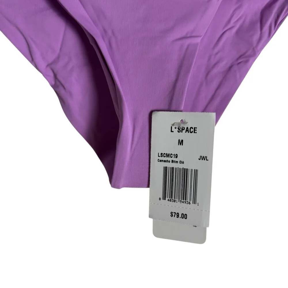 L*Space Camacho Amethyst Purple Ribbed Bikini Swimsuit Bottoms Size Medium - Image 6