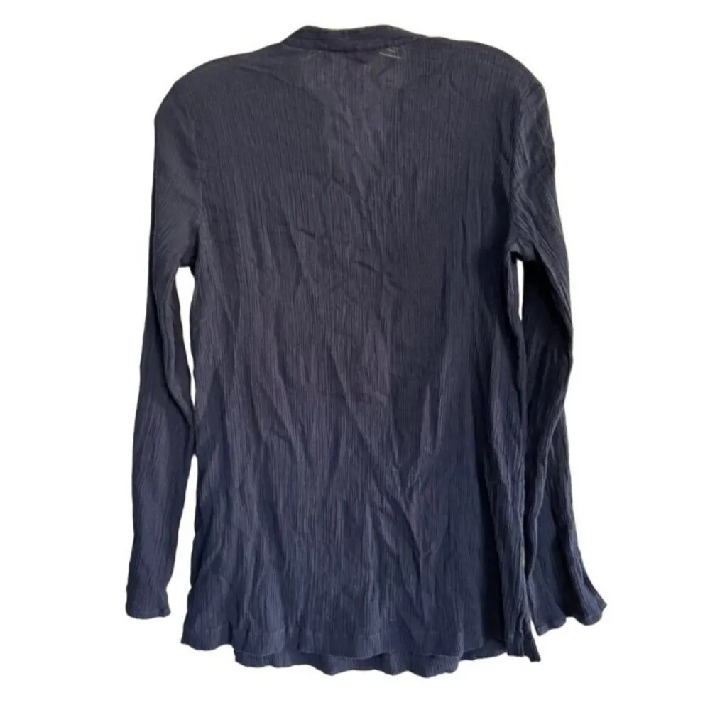 Lilly Pulitzer Freya Crochet Tunic Top Navy Blue Gauze V-Neck Floral Women's S - Image 2