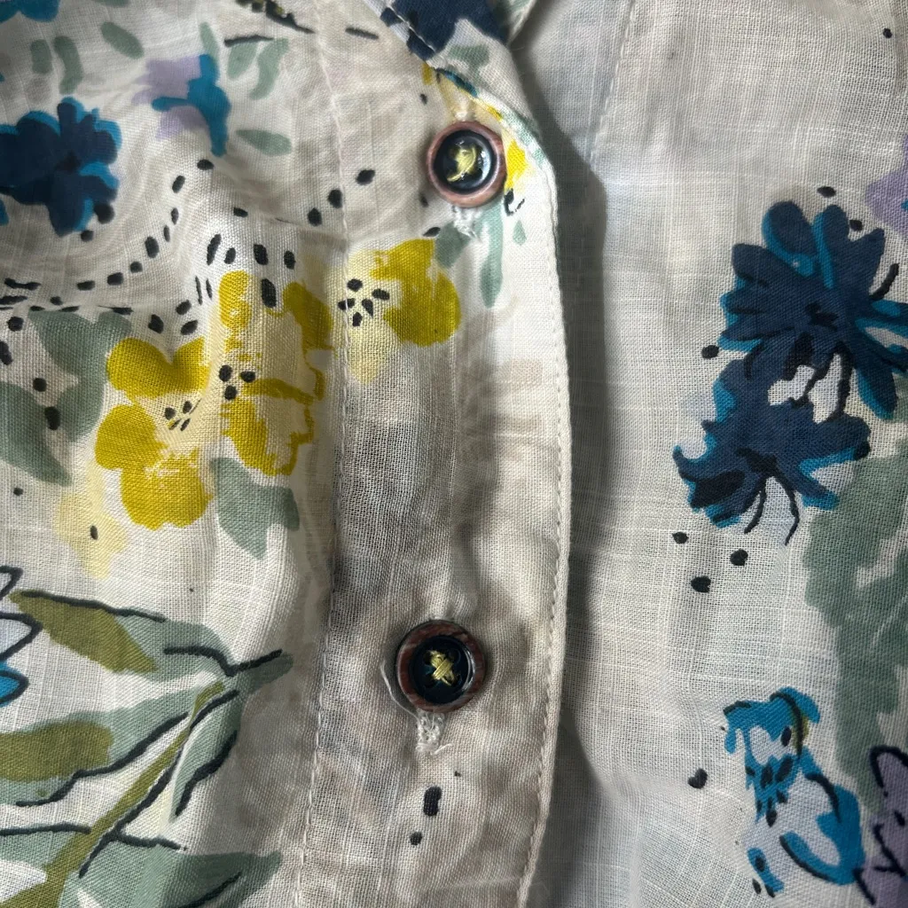 NWT Anthropologie Women’s Printed Surf Shirt in Blue Floral Motif Size XL - Image 8