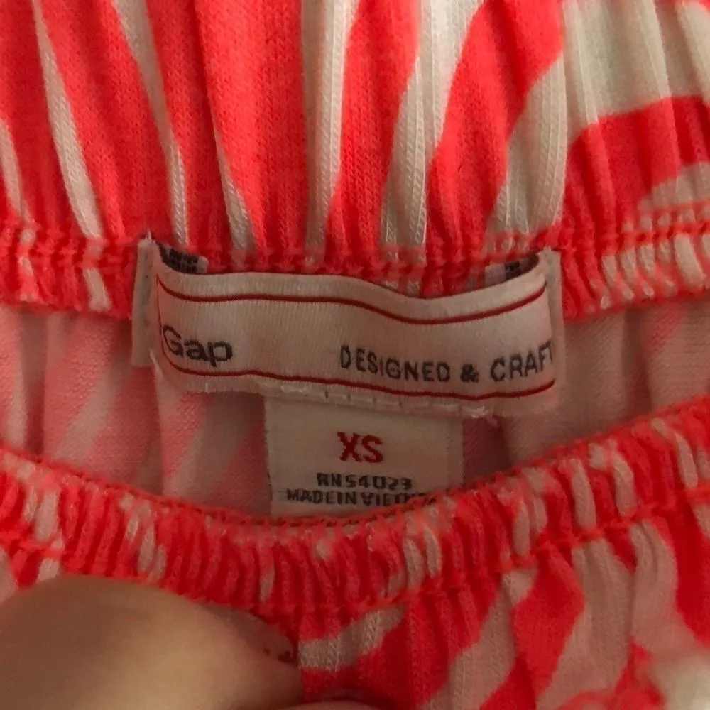 GAP Strapless Neon Pink Leaf Pattern Maxi Dress Size XS - Image 6