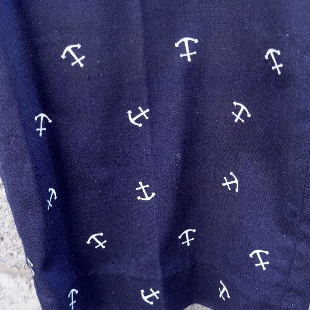 British Khaki Pants Blue Anchor cape cod Nautical Print Women's Size 14 - Image 3