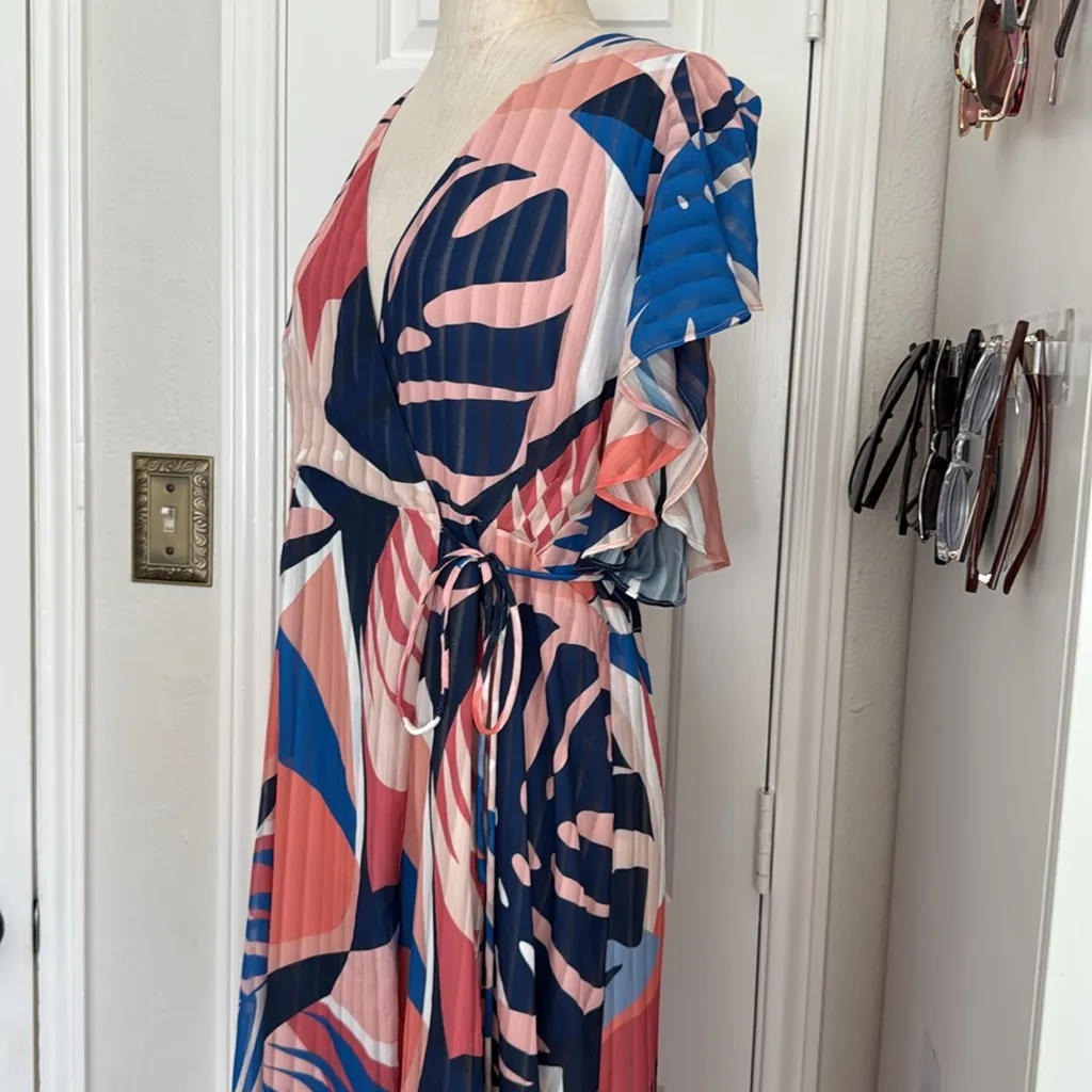 HUTCH Anthropologie tropical leaf print maxi wrap dress - Image 16