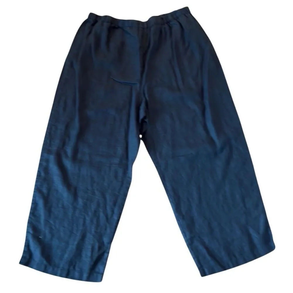 Eileen Fisher black straight crop linen blend pant large petite - Image 3