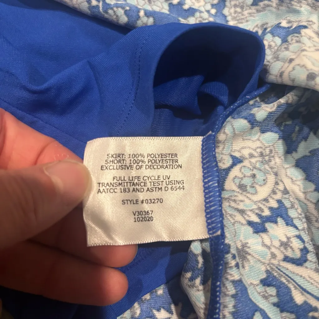 Coolibar UPF 50+ Sandbar Swim Skort Blue White Paisley Athleisure 2XL Size XXL - Image 5