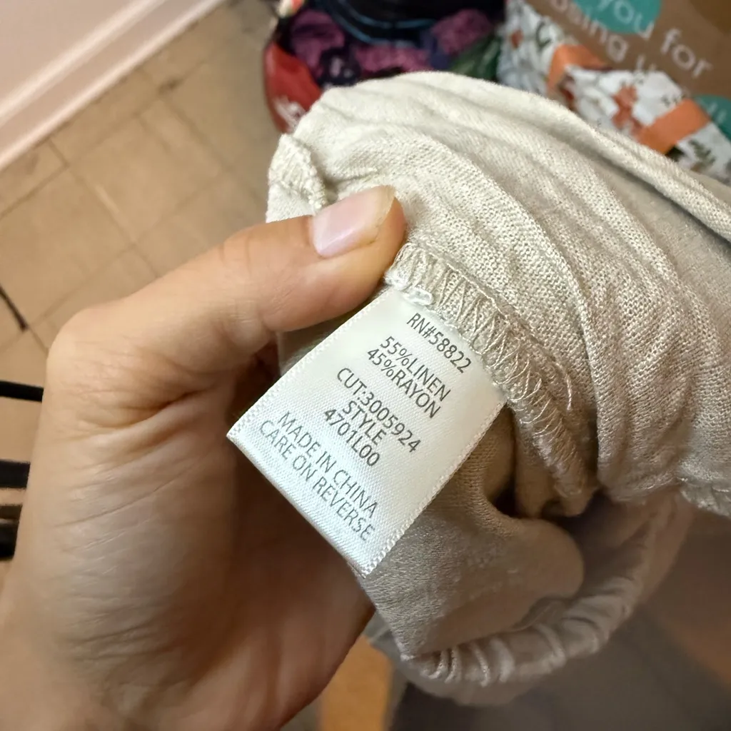 Max Studio Beige Linen Blend Wide Leg Pants - Image 3