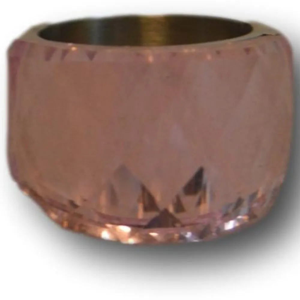 Bold Faceted Nirvana Blue Crystal Statement Ring Wide Band Cocktail Ring Size: 8 Pink - Image 2