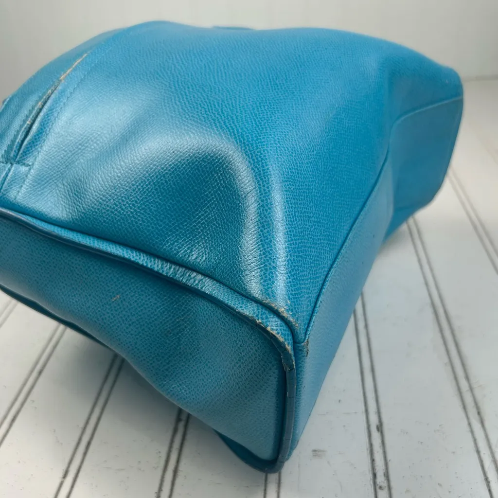 Givenchy Vintage Triple Compartment Turquoise Leather Tote Bag - Image 8