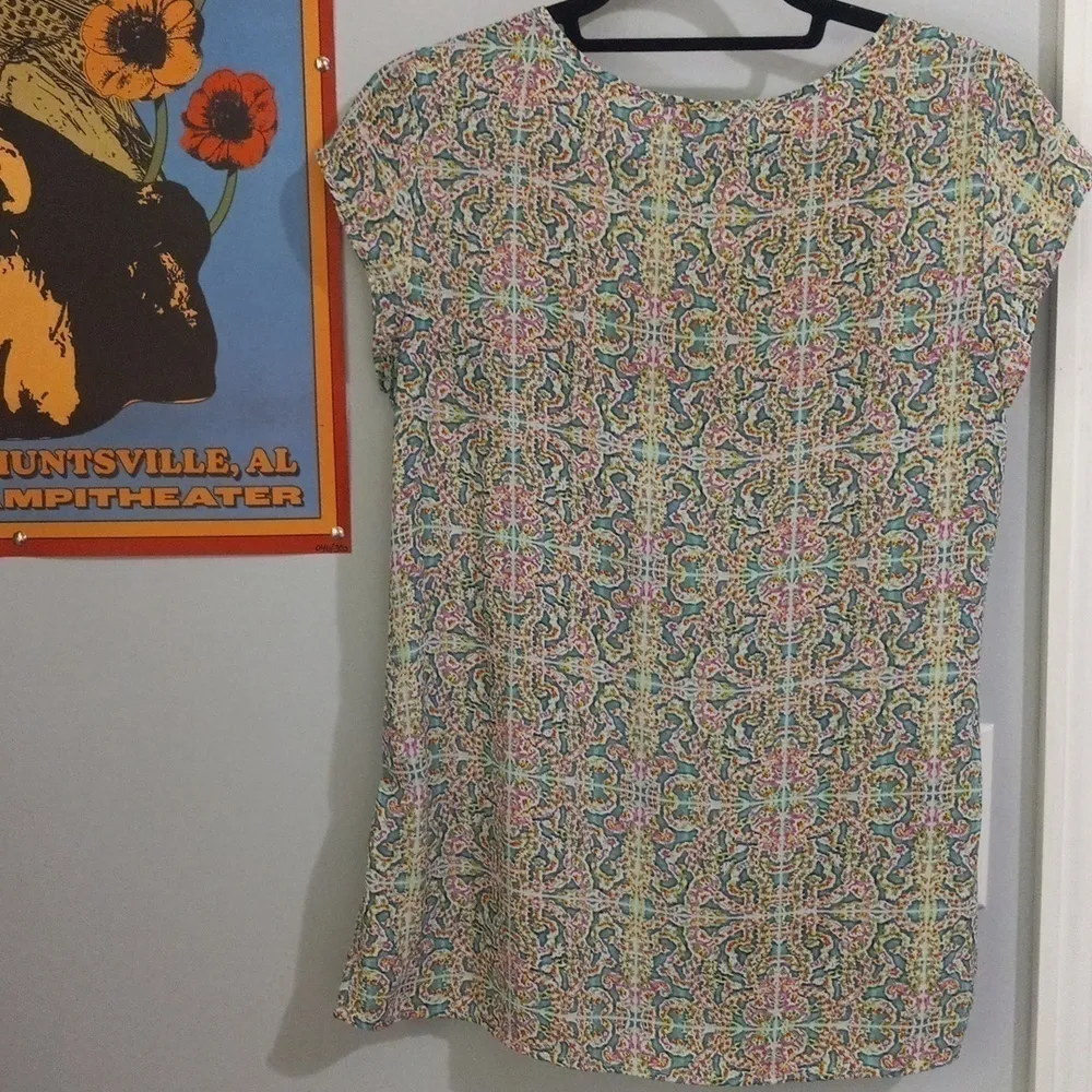 The Limited Multicolored Kaleidoscope Print Semi-Sheer Pocket Blouse - Image 11