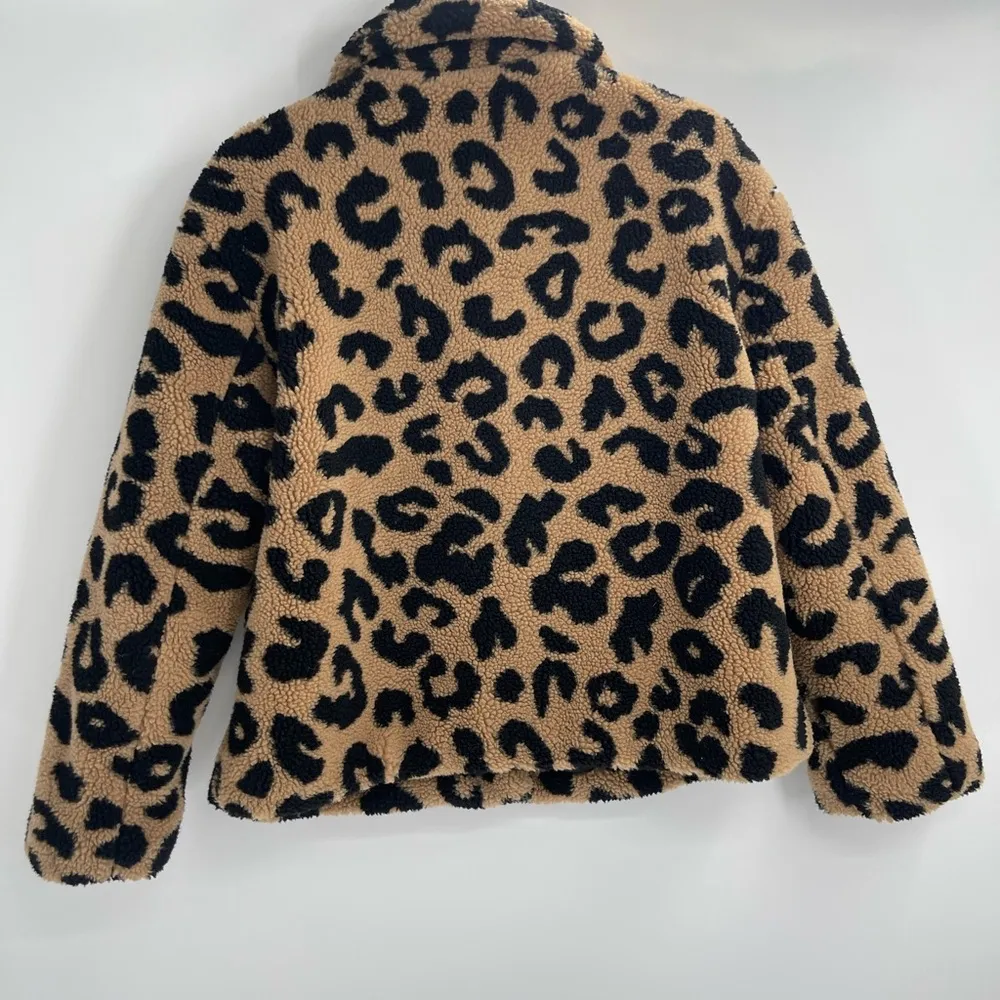 APPARIS Animal Print Leopard cheetah Faux Fur Fleece Teddy Jacket size xs Tan - Image 9