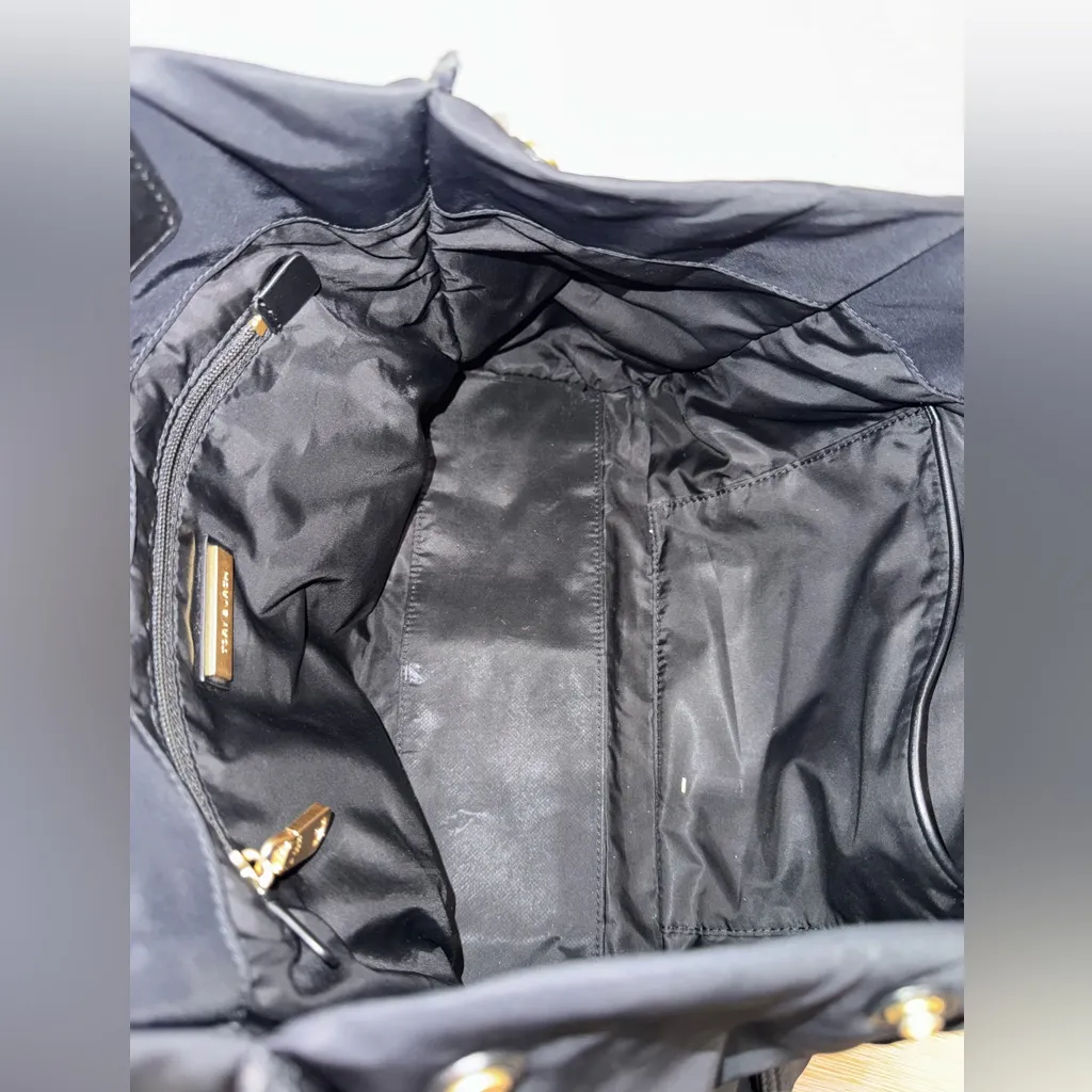 Tory Burch Black With Gold Nylon Small Ella Tote Handbag Women’s Purse Bag - Image 14