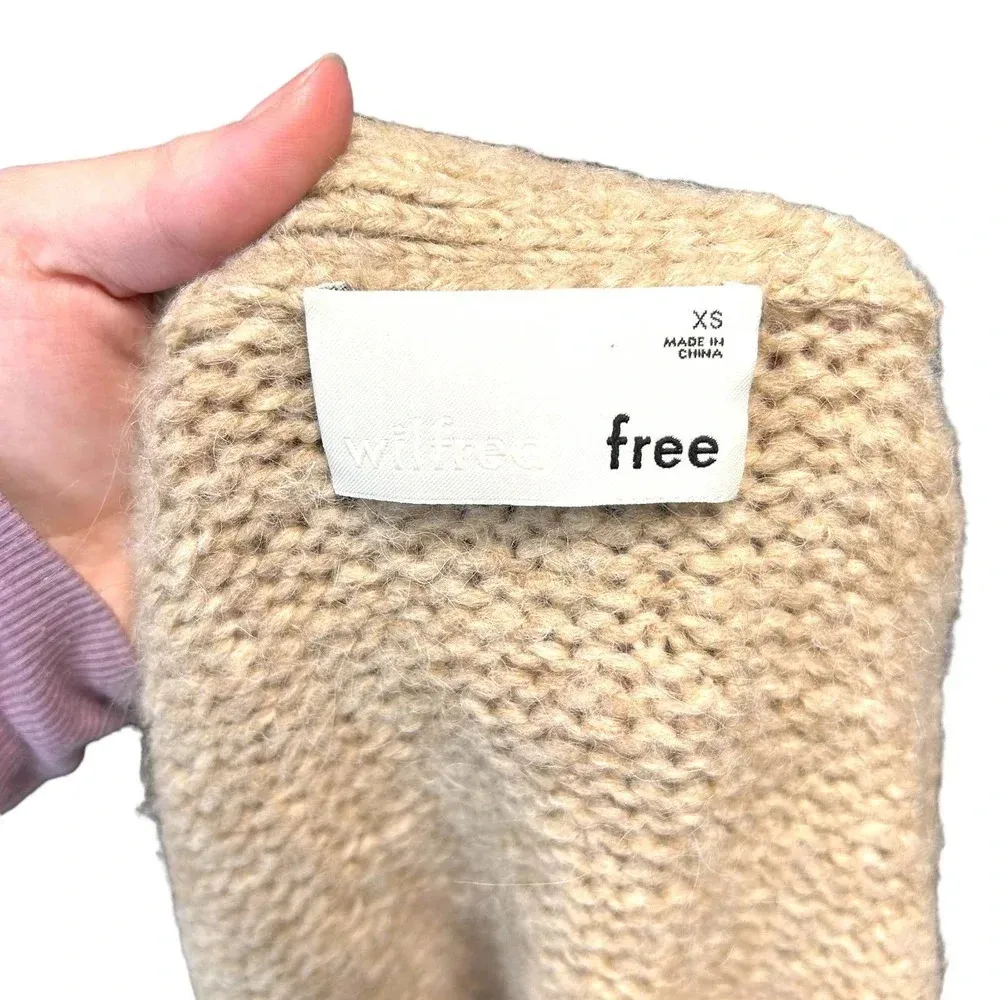 Aritzia Wilfred Free Tan Open Front Fuzzy Chunky Cardigan Alpaca‎ Wool Size XS - Image 6