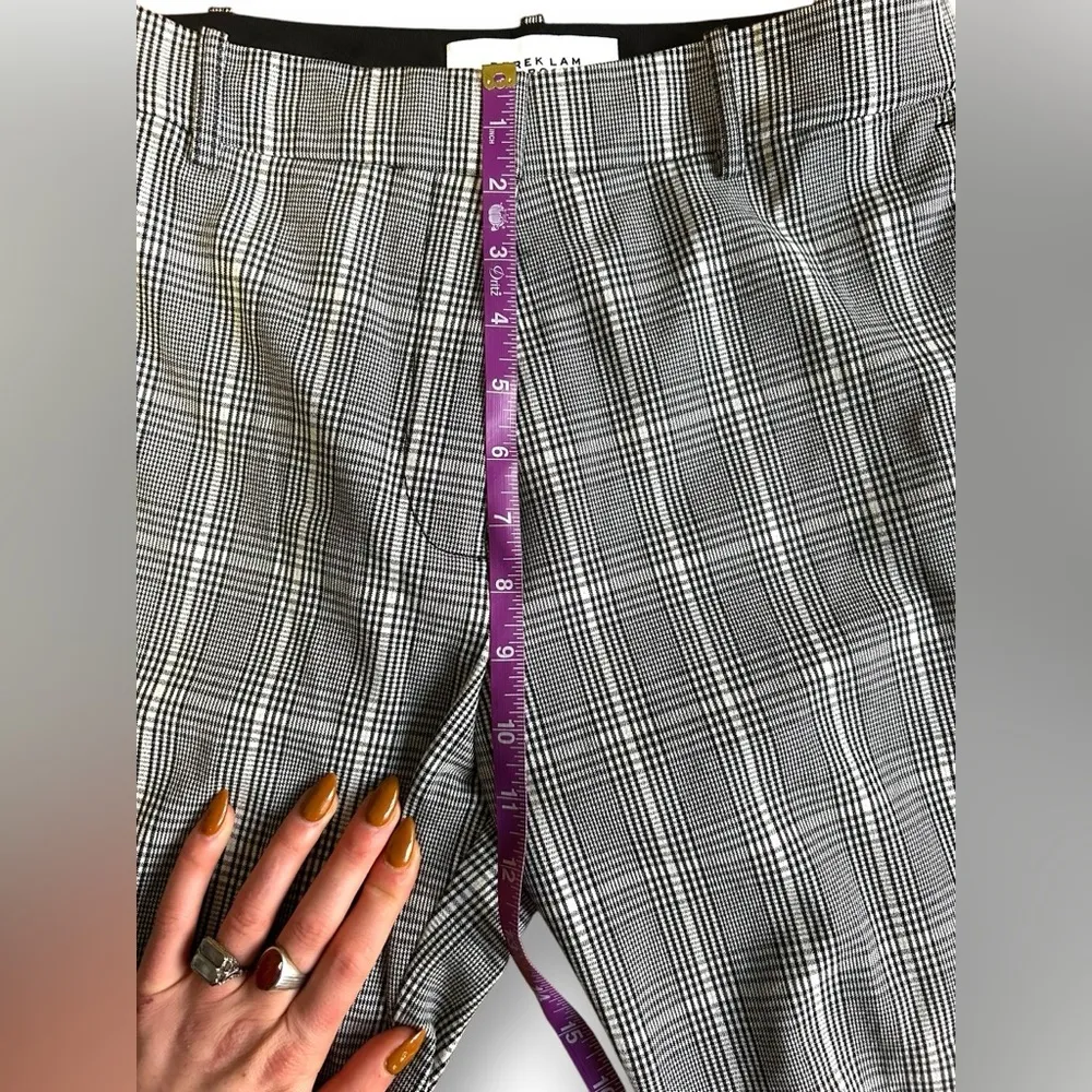 Derek Lam 10 Crosby Plaid Trouser Pants Crop Ankle Two Tone Button Hem Sz 8 - Image 10