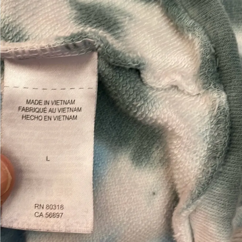 Lucky Brand Blue, White & Green Tie Dyed Cropped Long Sleeve Sweatshirt Large - Image 8
