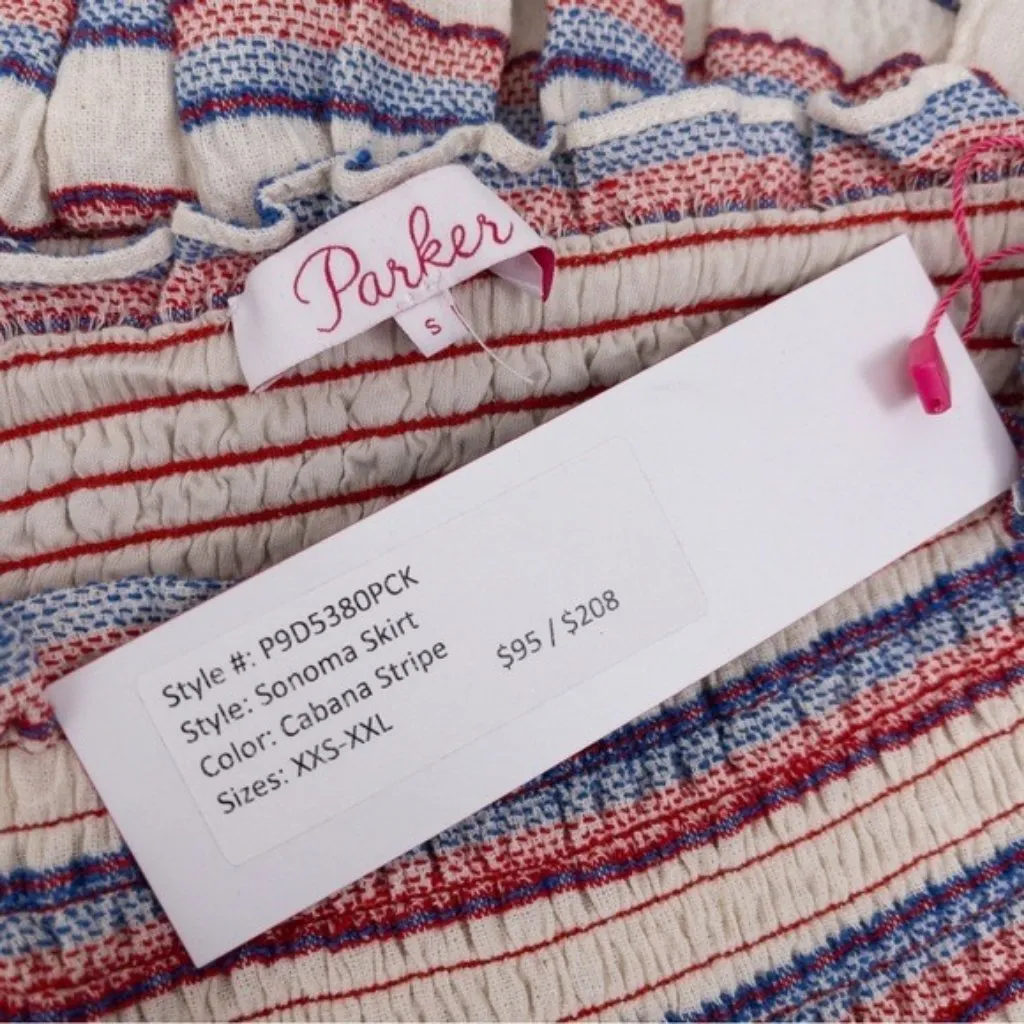 NWT Parker SET Lizette Smock Off The Shoulder Top & Sonoma Ruffle Skirt S Stripe - Image 5