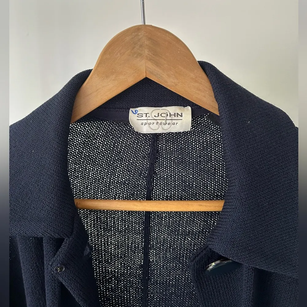 St. John Sportswear Navy Blue Knit Cardigan Size‎ 6 - Image 3