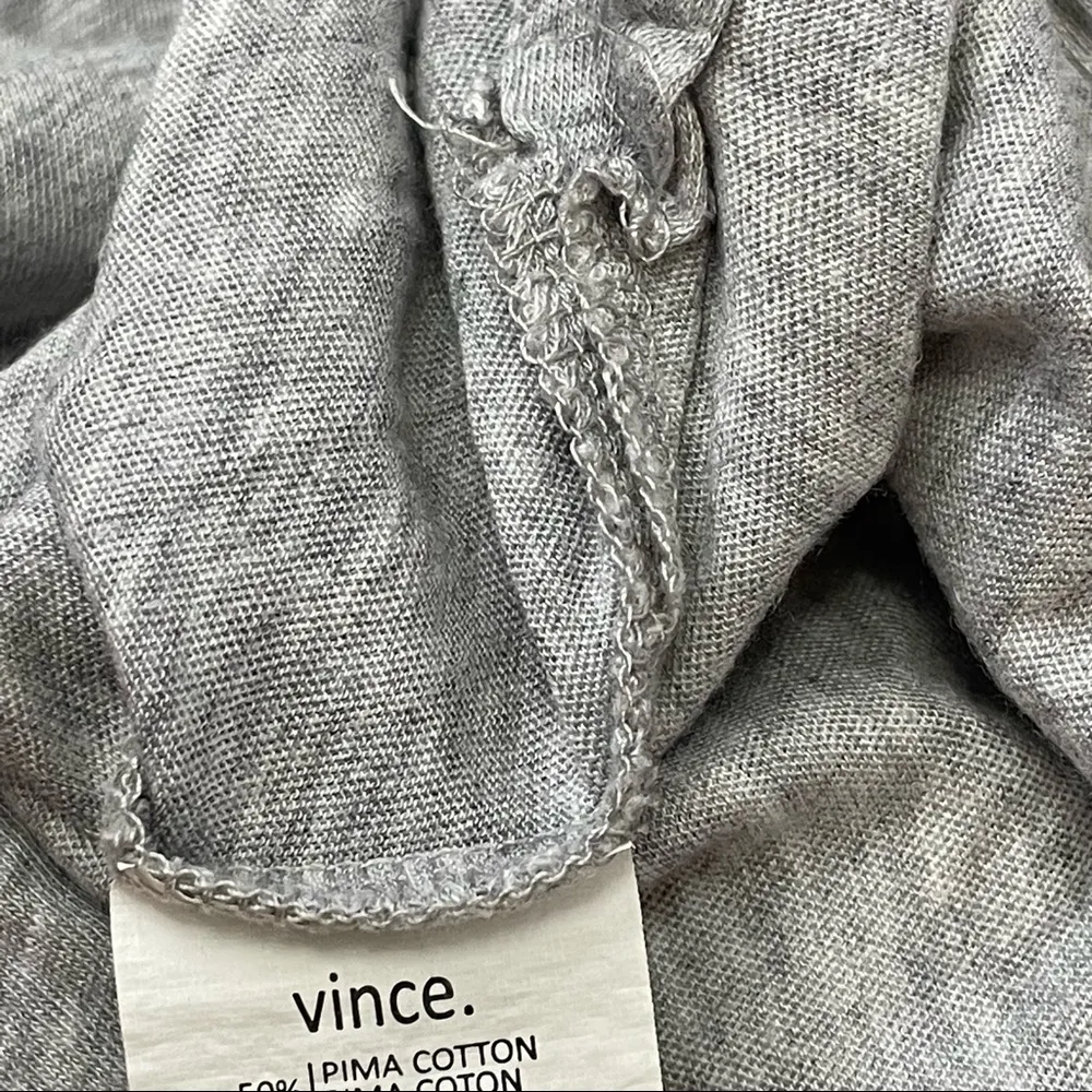 Vince  Grey Knit Pima Cotton Long Sleeve Size Medium - Image 4