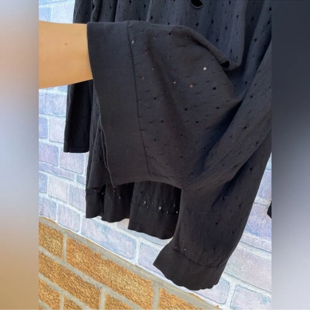 PLANET BY LAUREN G One Size Sweater Holey
Distressed Lightweight Pullover XL Black - Image 3