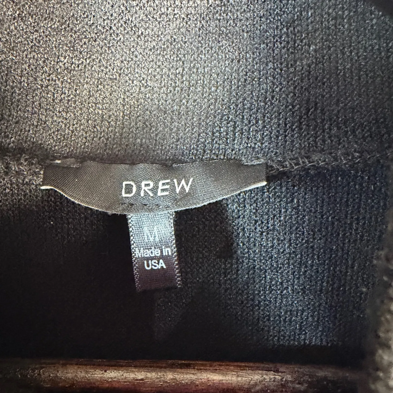 DREW Layered Look Sweater Top Mock Neck Shirt Illusion Black White Medium - Image 3