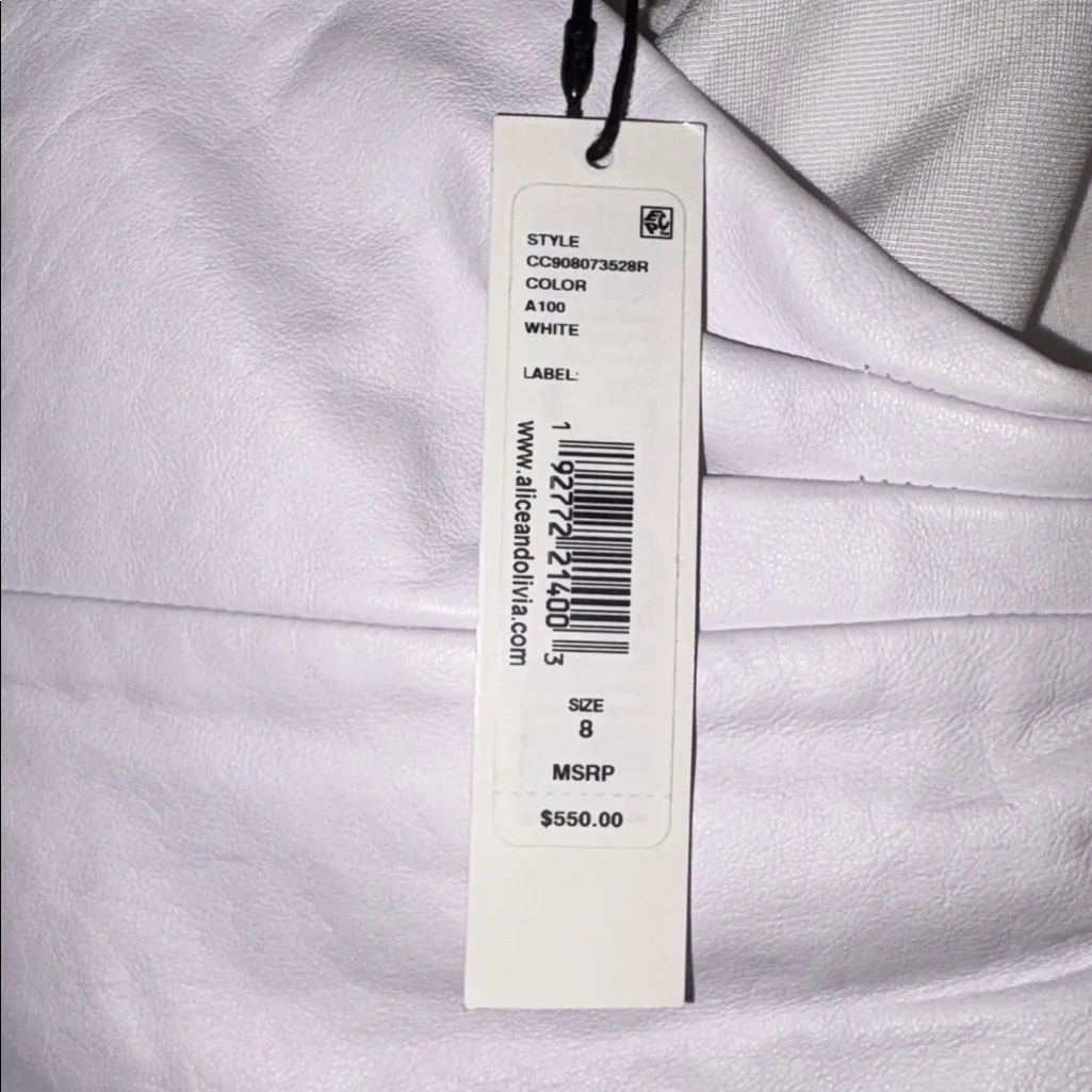 ALICE + OLIVIA Ashanti Leather Faux-Wrap Zip Mini Dress, NWT - Image 7