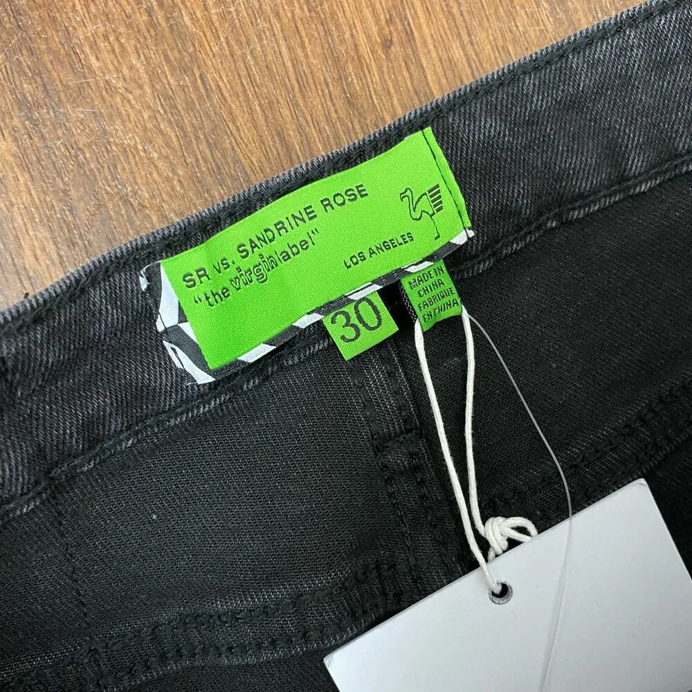 Free People x Sandrine Rose Black Distressed Super Flare Jeans Size 30 - Image 9