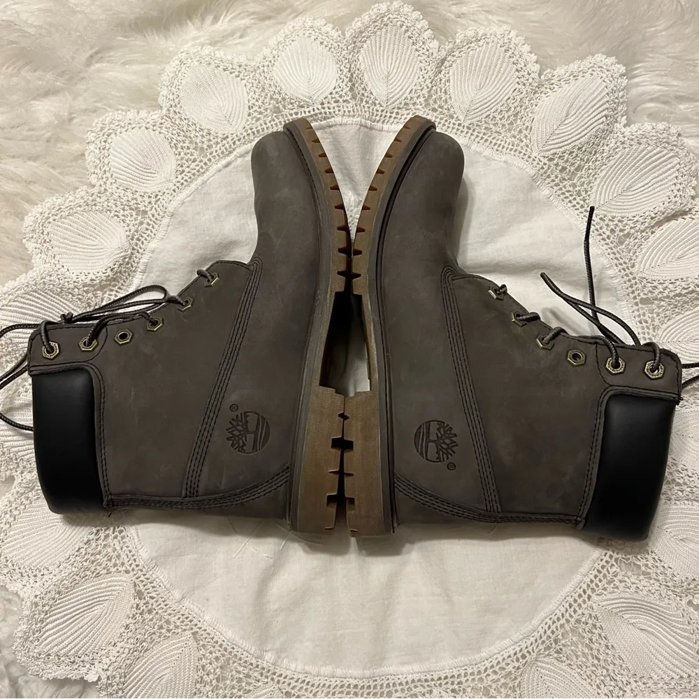 Timberland Leather Lace Up Boots A12LH Hidden Wedge Women’s Size 8 Wolf Gray - Image 11