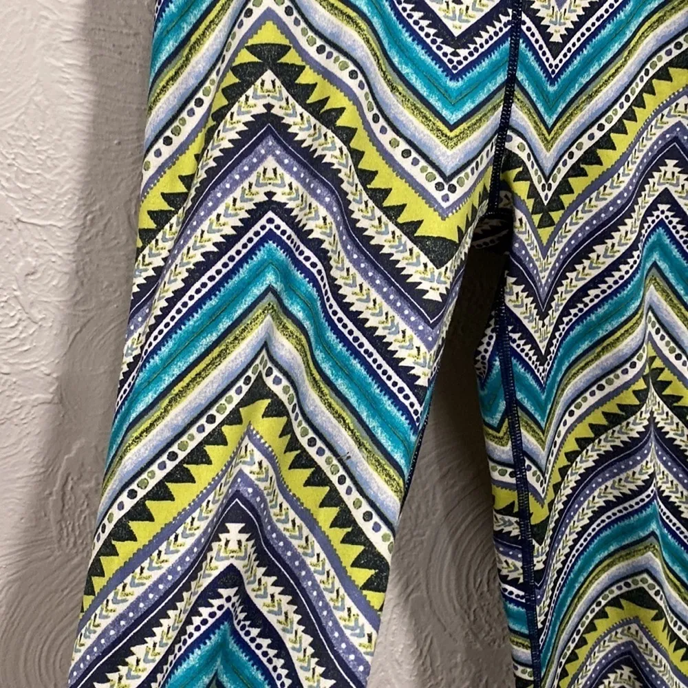 Aerie Chill Play Movie Teal Geometric Athletic Leggings Size Small - Image 2