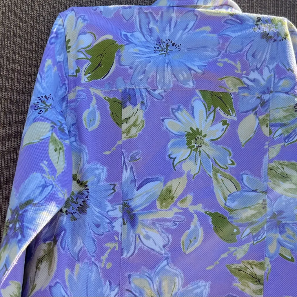 Vintage Coldwater Creek floral pastel print denim Women’s jacket Sz M - Image 8