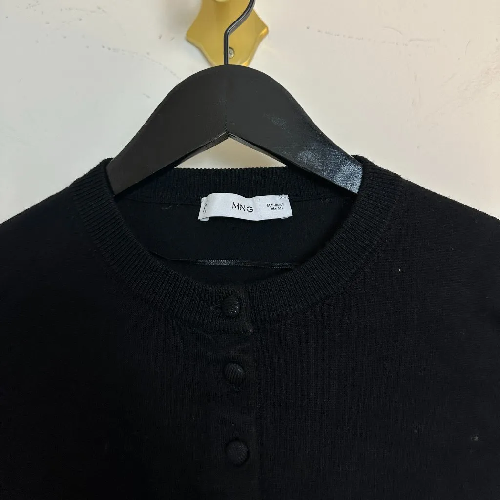 MANGO Fine-Knit Cardigan in Black Size Small - Image 5