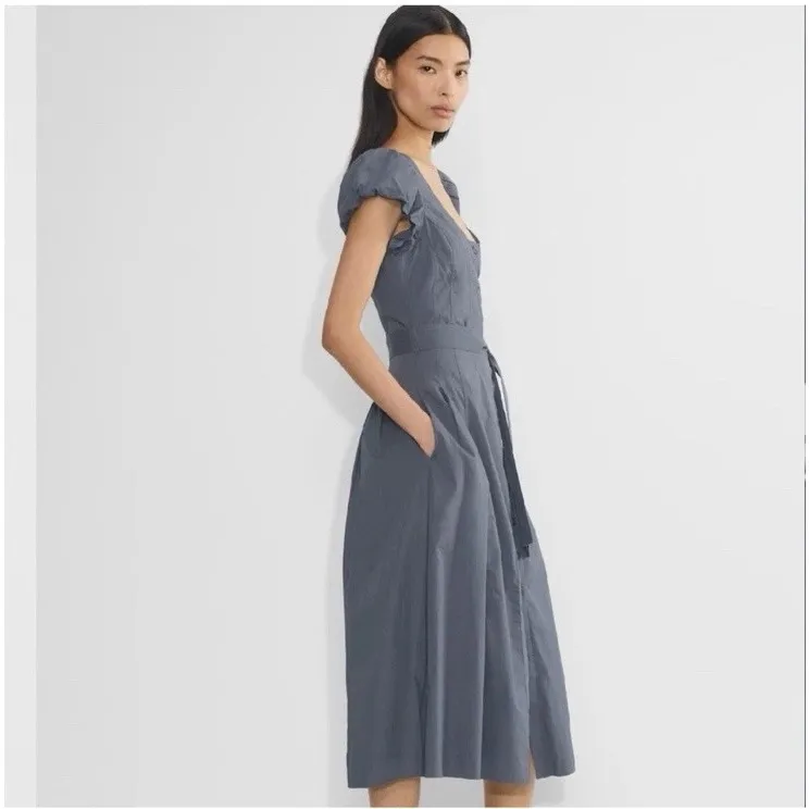 NEW Aritzia Wilfred Women's Governess Cotton Poplin Dress Vintage Navy - Image 2