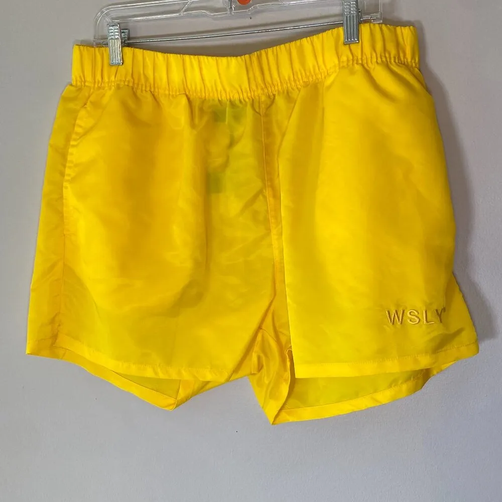 NWOT WSLY Yellow Track Shorts Size XL - Image 2