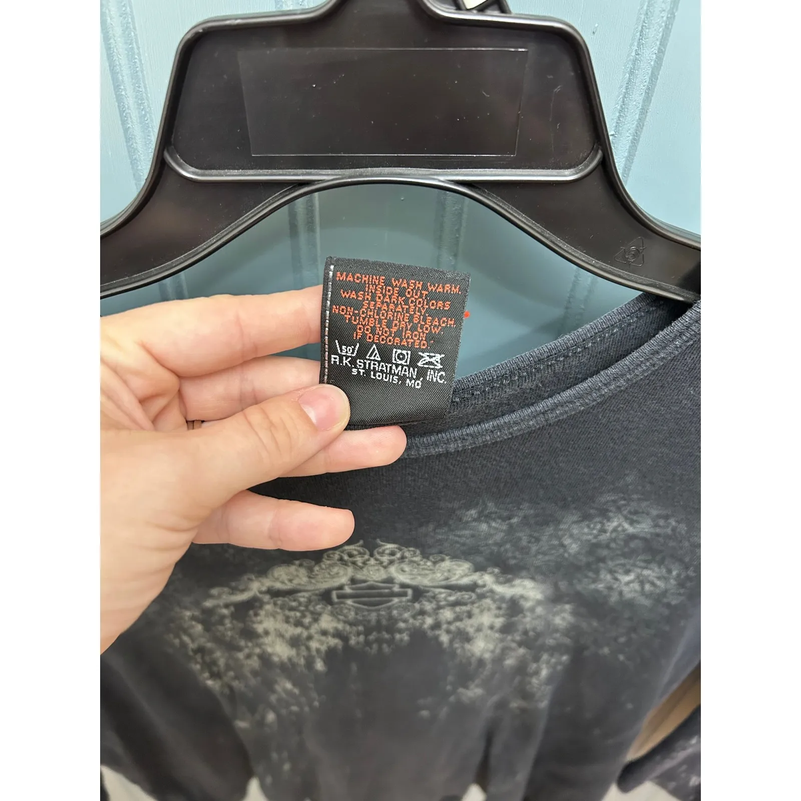 Harley Davidson Womens L T Graves Lubbock‎ Texas 3/4 Sleeve Top Motorcycle Black Size L - Image 3