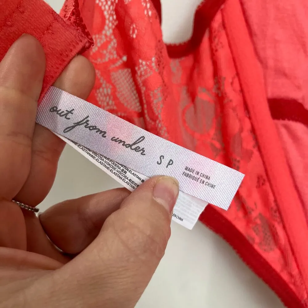 Urban Outfitters Out From Under Coral Divine Lace Corset Size Small - Image 7