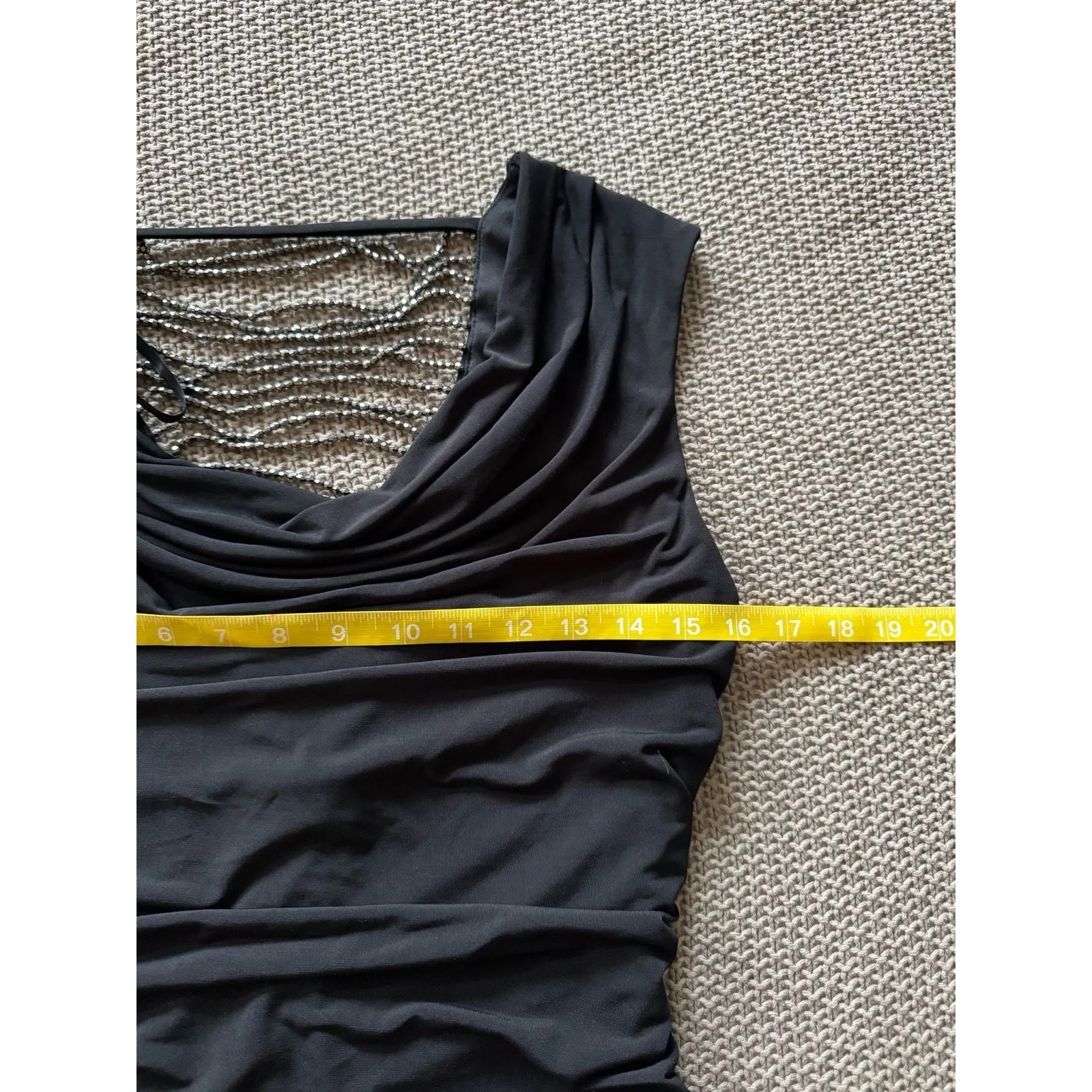 BCX Midi Body Con Dress Black‎ Stretch Slimming Bling Club Size M - Image 5