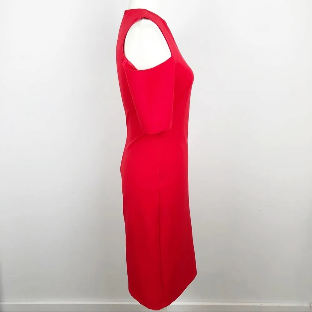 Zara Cut Out Cold Shoulders Holiday Party Shift Midi Dress Red Size Small Xmas - Image 7