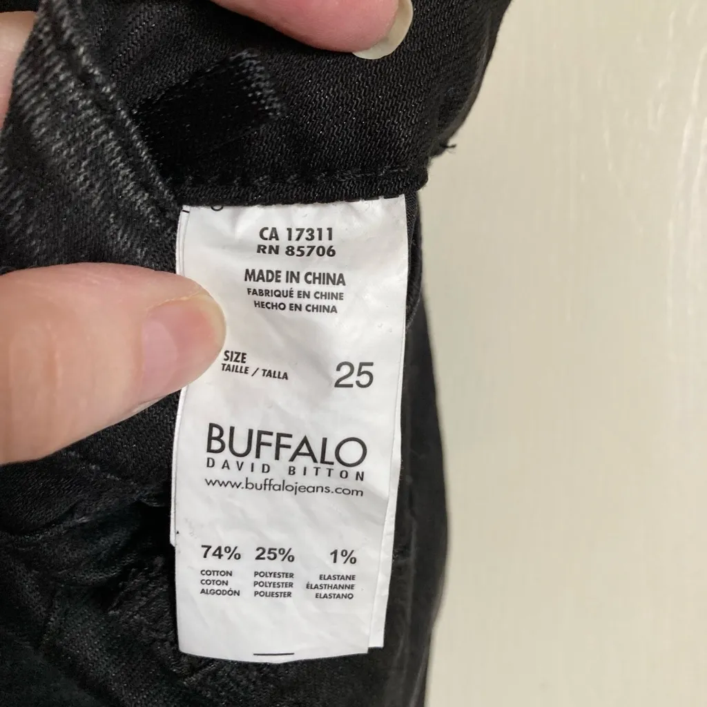 Buffalo David Bitton New Black Distressed Mid Rise Felow Bootcut Jeans #MBG - Image 4