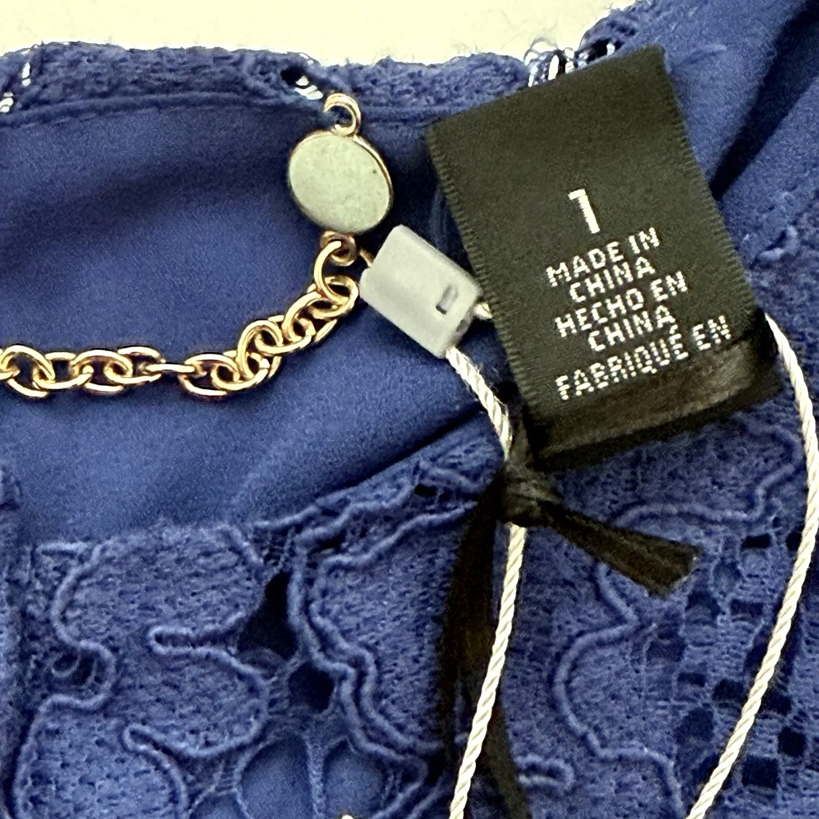 NEW Chicos Lace Blazer Crop Jacket Women 1 M 8 10 Black Label Gold Tone Button - Image 9