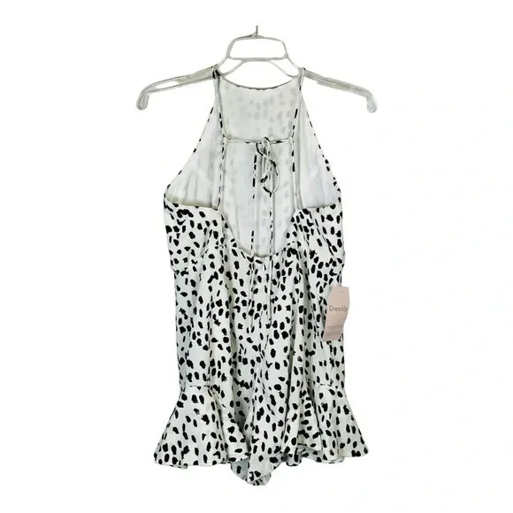 She + Sky Black and White Spotted Short Open Back Romper Women‎ Size Large NWT - Image 4