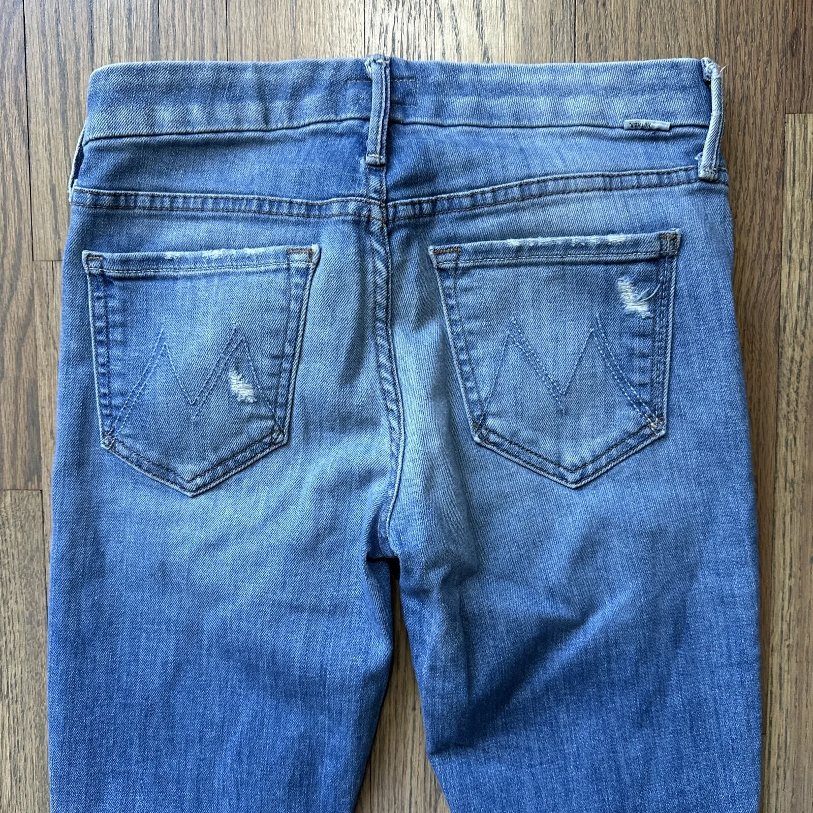 Mother The Looker Ankle Fray Blue Jeans in Birds of Paradise Wash Women SZ 25x31 - Image 11