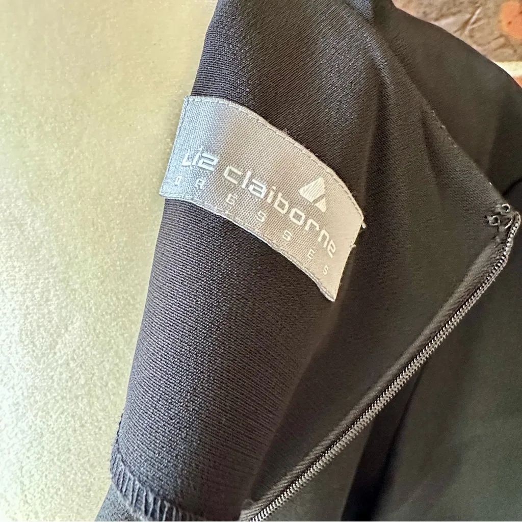 Claiborne Black Dress Gold Bold Metal Floral Buttons Working Girl Boss Babe Vibe Size 14 - Image 12