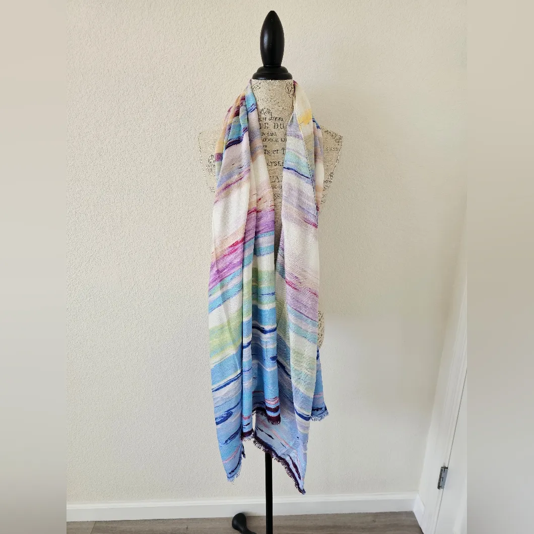 Nordstrom Multicolor Striped Long Neck Scarf Wrap - Image 2