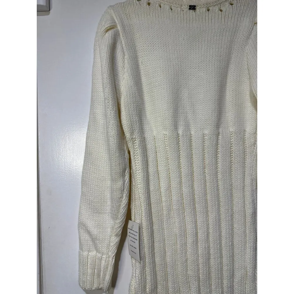 For Love & Lemons Jules Sweater Dress Cream Plus Size 1X NWT Ribbed Knit Fitted - Image 15