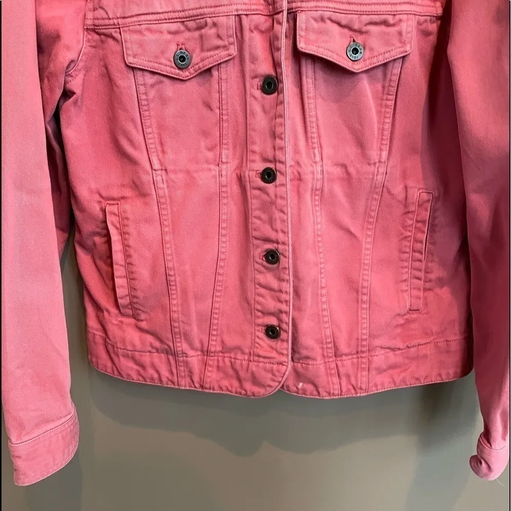 L.L. Bean Button Front‎ Cotton Jean Jacket in Pink Size Medium - Image 5